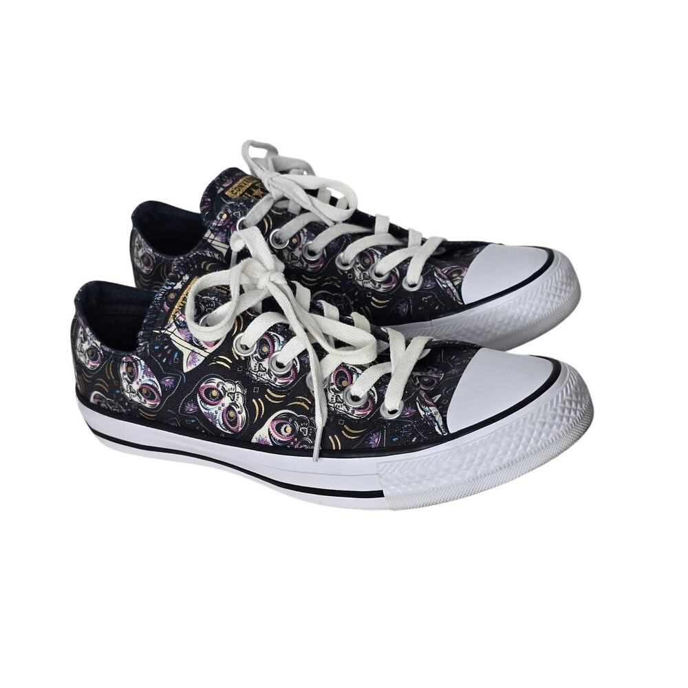 Converse Chuck Taylor All Star Sugar Skull Cat Low Top Shoes W 7 M 5 162636C